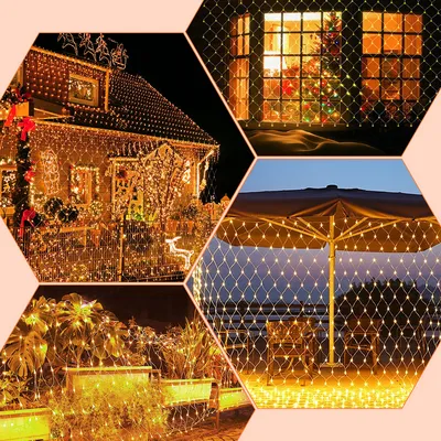 Immagine prodotto di Jopassy LED luce rete 2*2M luce tenda fata luce esterna 8 modalità bianco caldo