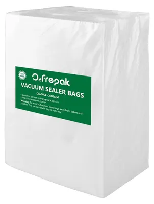 Imagen del producto de 200 bolsas de vacío aptas para uso alimentario, de 20x30 cm, para cocinar al vacío (sous-vide)