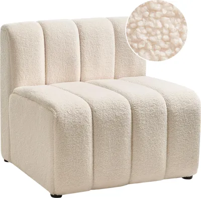 Produktbild von BELIANI Sessel Hellbeige Bouclé Stoff Gepolstert Breite Sitzfläche Ohne Armlehnen Modernes Design Polstersessel Stoffsessel Wohnzimmer