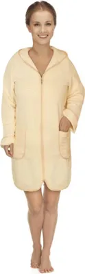 Produktbild von Damen-Frottee-Bademantel mit Reißverschluss - Größe 4 - Beige XL - Beige