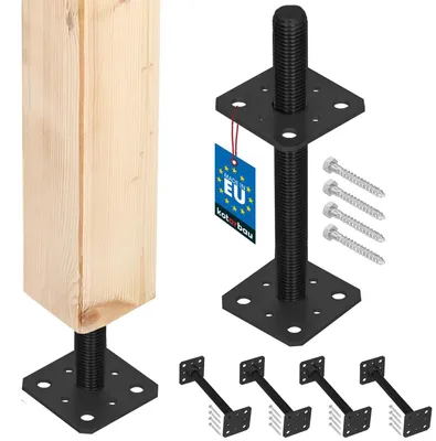 4er-Set Pfostenträger Stahl 80x80x250 mm Anthrazit höhenverstellbar