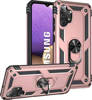 Immagine prodotto di Custodia per Samsung Galaxy A32 5G a doppio strato robusta, protezione militare con supporto ad anello e supporto Oro
