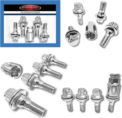 Produktbild von Felgenschloss M12x1,25x36mm Flachbund kompatibel mit Citroen DS Fiat Opel Peugeot Toyota silberne Felgenschlösser Set