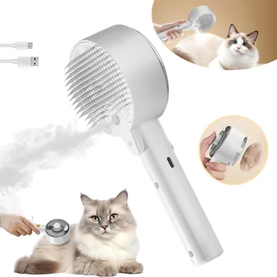 Produktbild von Katzenbürste mit Dampf Hunde Dampfbürste, Katzenbürste für Lang und Kurzhaar Haustier