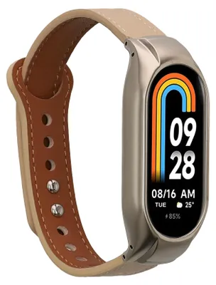 Produktbild von kwmobile Echtleder Uhrenarmband für Xiaomi Smart Band 10 / Smart Band 9 / 8 Armband - Ersatzarmband für Fitnesstracker - Wechselarmband Smartwatch -