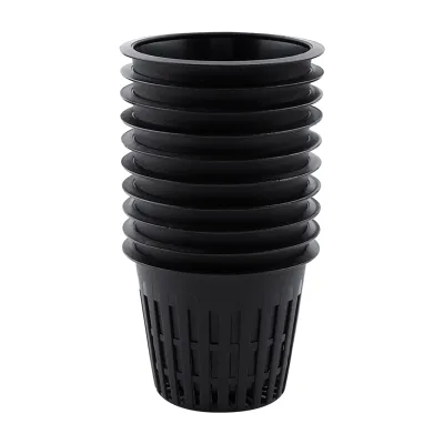 Image de 10 pots et corbeilles en filet robuste pour hydroculture, noir