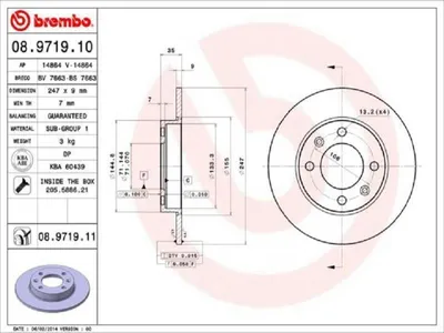 Produktbild von BREMBO Bremsscheiben (2 Stück) Hinterachse 08.9719.11
