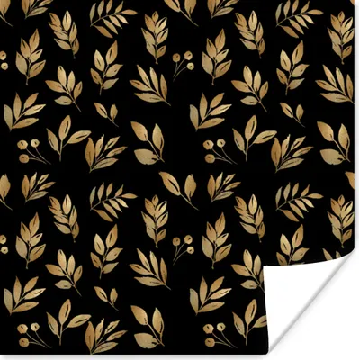 Produktbild von MuchoWow® Poster Gold - Pflanzen - Zweige 50x50 cm - Wohnzimmerdekoration