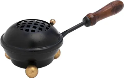 Produktbild von Räucherpfanne mit Holzgriff aus Eisen Räuchergefäß Esoterik Schwarz Deko 7531