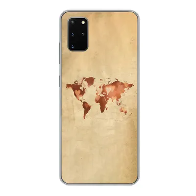 Produktbild von MuchoWow® Handyhülle Schutzhülle Hülle für Samsung Galaxy S20 Plus Weltkarte - Herz - Braun Silikon Softcase Handy Hülle - Hartschale