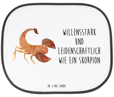 Produktbild von Mr. & Mrs. Panda Sonnenschutz Auto Sternzeichen Skorpion - Weiß - Geschenk, Skorpione, Oktober, für Autoscheiben, saugnapf, Kfz, Sonnenblende, Geburtstag, November