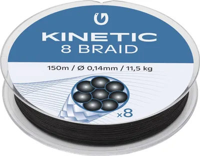Produktbild von Kinetic 8-Braid 150m Black - Geflochtene Schnur, Durchmesser:0.16mm, Tragkraft:12 kg