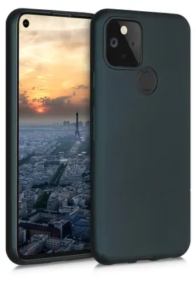 Produktbild von kwmobile Handyhülle für Google Pixel 5 Hülle - Silikon Case metallisch schimmernd - Schutzhülle Cover - Metallic Petrol