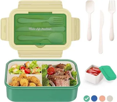 Produktbild von Famanu Lunchbox mit 3 Fächern - BPA-frei, leicht und tragbar