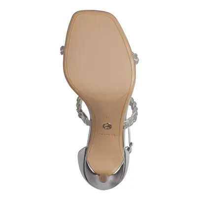 Produktbild von Tamaris Damen Sandalette geflochten Strass Stiletto Karree 1-28035-42, Größe:40 EU, Farbe:Silber