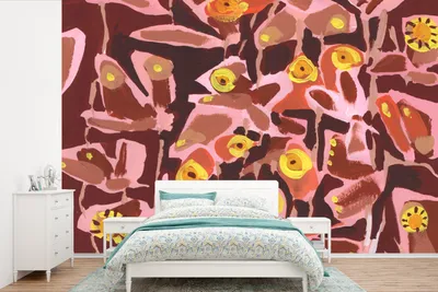 Produktbild von MuchoWow® Fototapete für Wohnzimmer oder Schlafzimmer Wandtapete Vinyl Motivtapete Braun - Retro - Schmetterlinge - Tiere - Hippie - 600x400 cm - Vinyltapeten