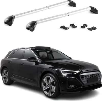 Image de Barres de toit transversales pour Audi E-Tron 2019-2025 Alu Gris Argenté ABE
