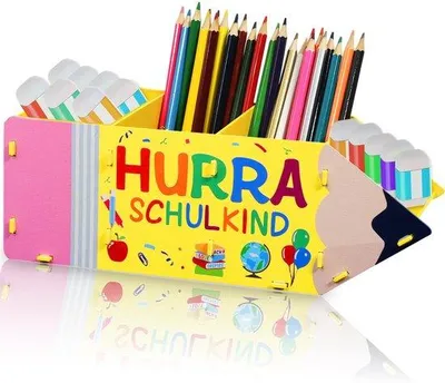 Produktbild von Holzstiftbehälter für Kinder, Stiftorganizer, Büroorganizer für Kinder, Schultüte für Mädchen und Jungen, Holzstiftbehälter, multifunktioneller Organizer