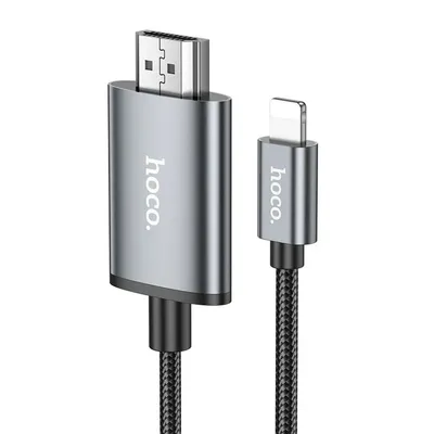 Productafbeelding van HOCO Lightning naar HDMI 1080p kabel, UA27, 2 meter, staalgrijs