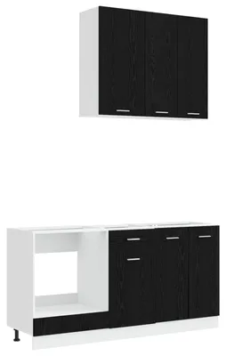Produktbild von vidaXL Kücheneinheit LYON 5 pcs Schwarze Eiche Holzwerkstoff