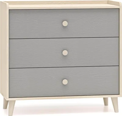 Image de FURNLUX Commode Mevel Gris Et Beige 90cm / Couleur principale : Gris / Dimensions : 90 x 85 x 40 cm