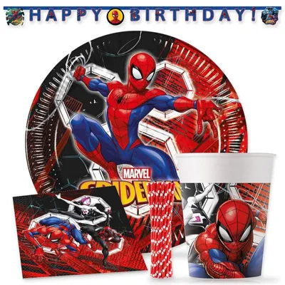 Produktbild von Partyset 61 tlg. Spiderman Geburtstag Deko Set Kindergeburtstag