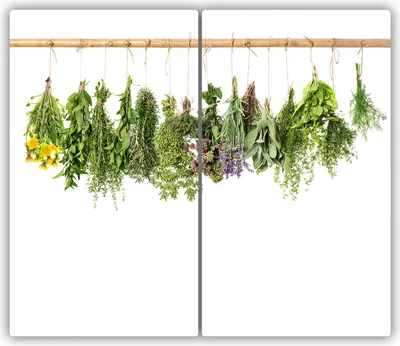 Produktbild von Tulup Glas-Herdabdeckplatte - 2x30x52cm - Glaskeramikkochfeld-Abdeckung Spritzschutz Zweiteilig Kräuter Schnur