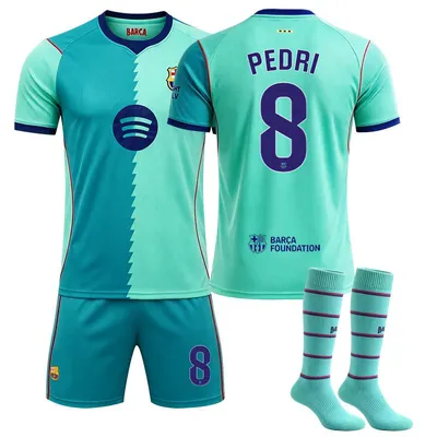 Zdjęcie produktu dla #8 PEDRI Drugi wyjazdowy mecz Barçy, 26-27 (La Liga) koszulka piłkarska dla dzieci i dorosłych ROZMIAR:28