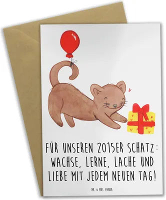 Produktbild von Mr. & Mrs. Panda Grußkarte 2015 Geburtstag - Weiß - Geschenk, einladungskarten, osterkarten, Happy Birthday, glückwunschkarten, Motivation, Lebensweisheit, Alter