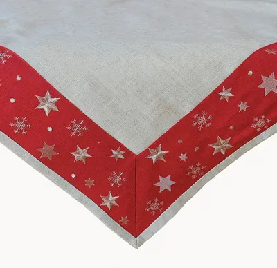 Produktbild von Tischwäsche mit Stickerei goldene Sterne 85 x 85 cm - rot