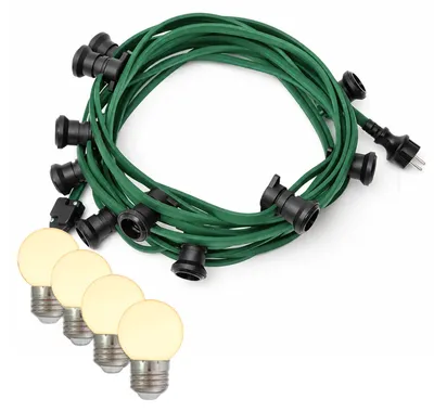 Produktbild von Illu-/Partylichterkette 50m - Außenlichterkette grün - 50xE27 warmweiße Kugellampen