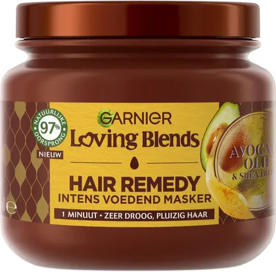 Imagen del producto de Mascarilla capilar Garnier Loving Blends, aceite de aguacate y manteca de karité (340 ml)
