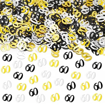 60. Geburtstag Konfetti, 30 g, Schwarz Gold Silber, Tischdeko