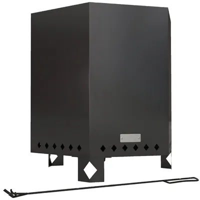 Produktbild von Feuerschale Feuerstelle Feuertonne inkl. Schš¹rhaken 45x38x46 cm Silber Schwarz