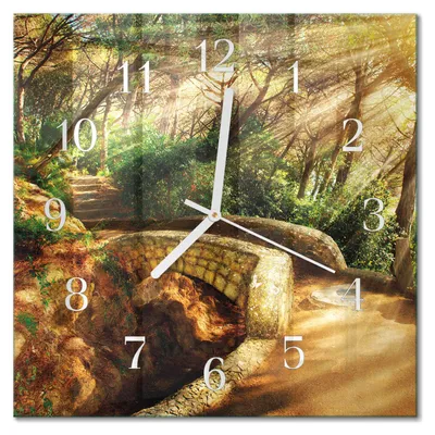 Immagine prodotto di Orologio da parete Tulup Glasuhr, orologio da cucina, vetro vero, 30x30 cm, design moderno e decorativo, silenzioso, lancette bianche - Waldbrücke