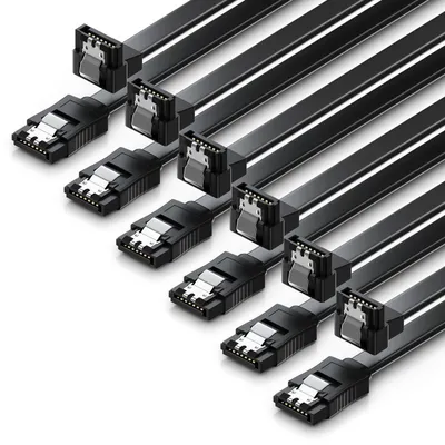 Produktbild von deleyCON SATA 3 Kabel Set 50cm 90° L-Typ 6 GBit/s, 6 Stück - Schwarz
