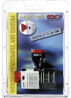 Imagen del producto de COLOP® 04000/WD - Sello para cintas, 4 mm, con fecha y 12 textos diferentes