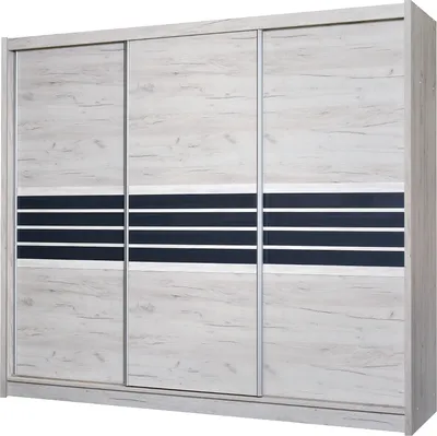 Produktbild von Schwebetürenschrank Turyn 250, 3 Türen Kleiderschrank mit Glas, Moderne Garderobe, Schrank in Größe: 250 x 215 x 61 cm
