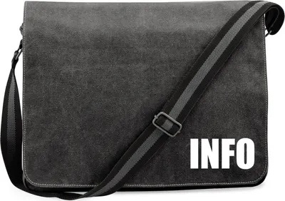Produktbild von Huuraa Umhängetasche Info Symbol 14 Liter Black Canvas Laptoptasche Geschenkidee