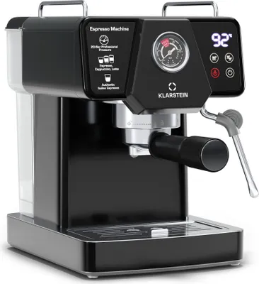 Produktbild von Klarstein Libeica Siebträgermaschine Mit Mahlwerk – 19 Bar, 1.350 W, Edelstahl, 1,8-l-Wassertank, Dampfdüse, Touch-Bedienfeld, Für Espresso und Kaffeepulver, Abnehmbarer Wassertank
