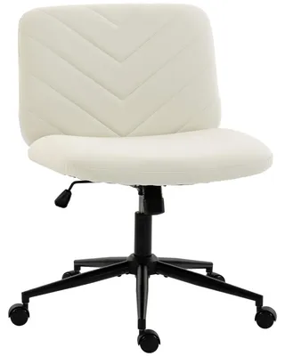 Produktbild von HOMCOM Bürostuhl ohne Armlehnen, Höhenverstellbar Schneidersitz Drehstuhl Creme