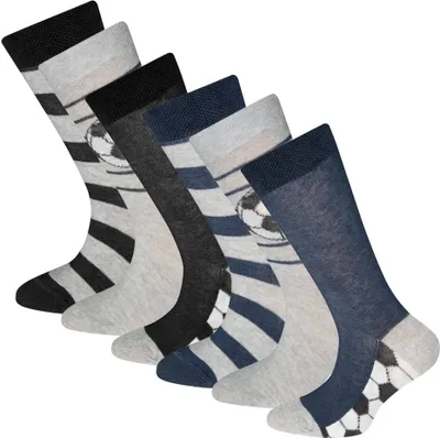 Produktbild von ewers Jungen Socken, 6er Pack - Socken, Fußball, Baumwolle Grau/Schwarz/Blau 35-38