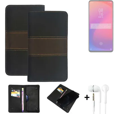 Produktbild von K-S-Trade Handyhülle + Kopfhörer kompatibel mit Xiaomi Mi 9T Pro Schutzhülle Walletcase Bookstyle Tasche Schutz Case Hülle Wallet Cover Kunstleder