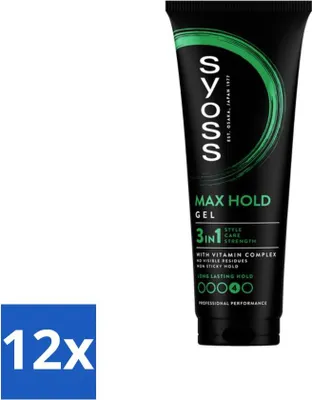 Image de Syoss - Max Hold - Gel capillaire - Tenue maximale - 250 ml - Pack avantage - 12 pièces
