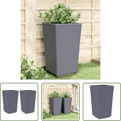 Obrázok produktu pre The Living Store Kvetináč 2 ks. Sivý 32,5x32,5x57 cm PP