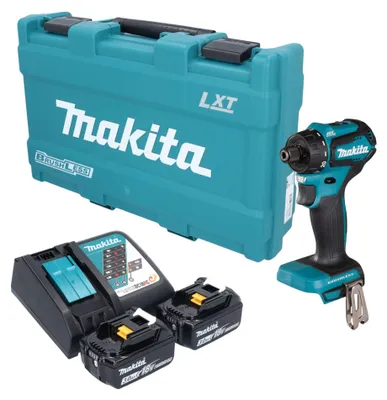 Imagen del producto de Taladro atornillador a batería Makita DDF 083 RFK de 18 V, 40 Nm, 1/4", sin escobillas + 2 baterías de 3,0 Ah + cargador + maletín