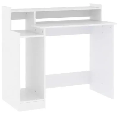 Produktbild von Schreibtisch mit Beleuchtung - Computertisch - Stauraum mit Regalen - Holzwerkstoff - 97x45x90 cm - Weiß
