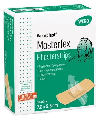 Produktbild von Weroplast MasterTex Pflasterstrips 7,2x2,5cm, 50 Stk/Pkg