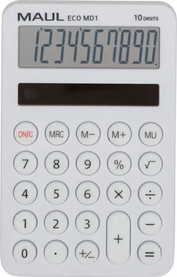 Obrázek produktu pro MAUL kapesní kalkulačka ECO MD 1 LCD displej 1 řádek, 10 číslic Solární 12 x 7,6 x 1,2 cm bílá