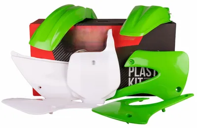 Productafbeelding van Set Voor Kawasaki Kx 85 '01-'13, Kx 100 '01-'13, Kunststof. Inclusief Voorpaneel (8662900002). Groen/Wit